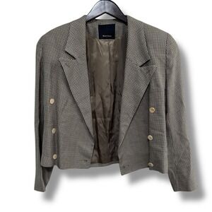 Mark Shale Women's Houndstooth Blazer Coat Beige Black Size 4